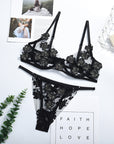 See-through Sexy Lace Bra and Bikini Panty Set