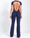 Short Sleeve Open-Back Scrunch Bum Jumpsuit