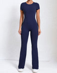 Short Sleeve Open-Back Scrunch Bum Jumpsuit