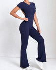 Short Sleeve Open-Back Scrunch Bum Jumpsuit