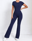 Short Sleeve Open-Back Scrunch Bum Jumpsuit
