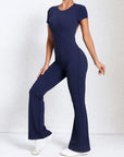Short Sleeve Open-Back Scrunch Bum Jumpsuit