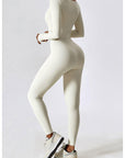 BEIGE SQUARE NECK LONG SLEEVE JUMPSUIT - Amber & Ivy