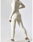 BEIGE SQUARE NECK LONG SLEEVE JUMPSUIT - Amber & Ivy