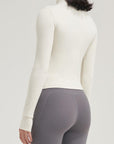 BEIGE WHITE ZIPPER JACKET - Amber & Ivy
