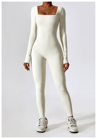 Thumbnail for Square Neck Long Sleeve Jumpsuit