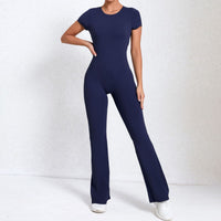 Thumbnail for Short Sleeve Open-Back Scrunch Bum Jumpsuit