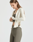 BEIGE RELAXED ZIPPER JACKET - Amber & Ivy