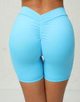 BLUE LOW V-BACK SCRUNCH BUTT BIKER SHORTS - Amber & Ivy