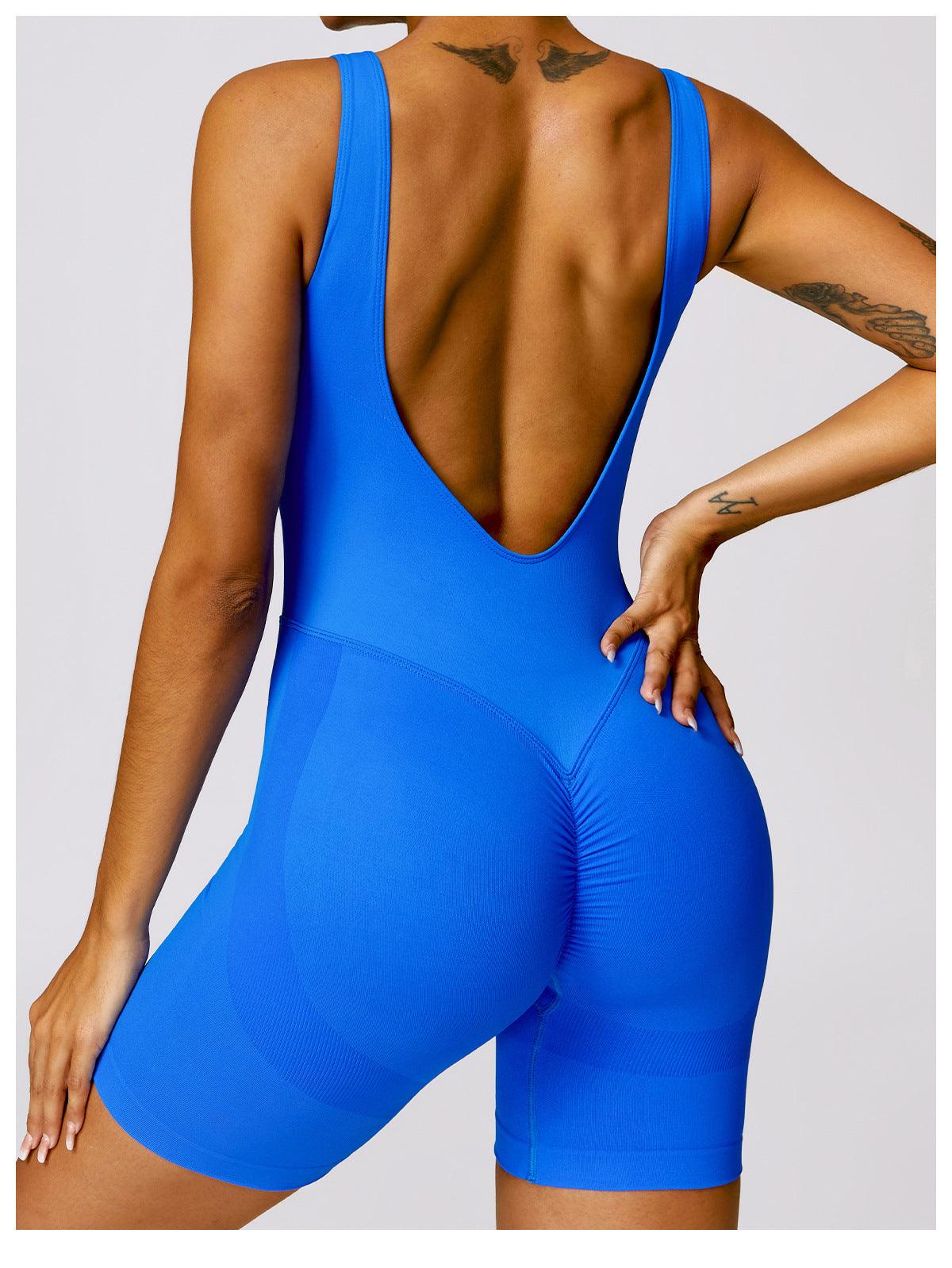 BLUE SCRUNCH BUTT ROMPER - Amber & Ivy