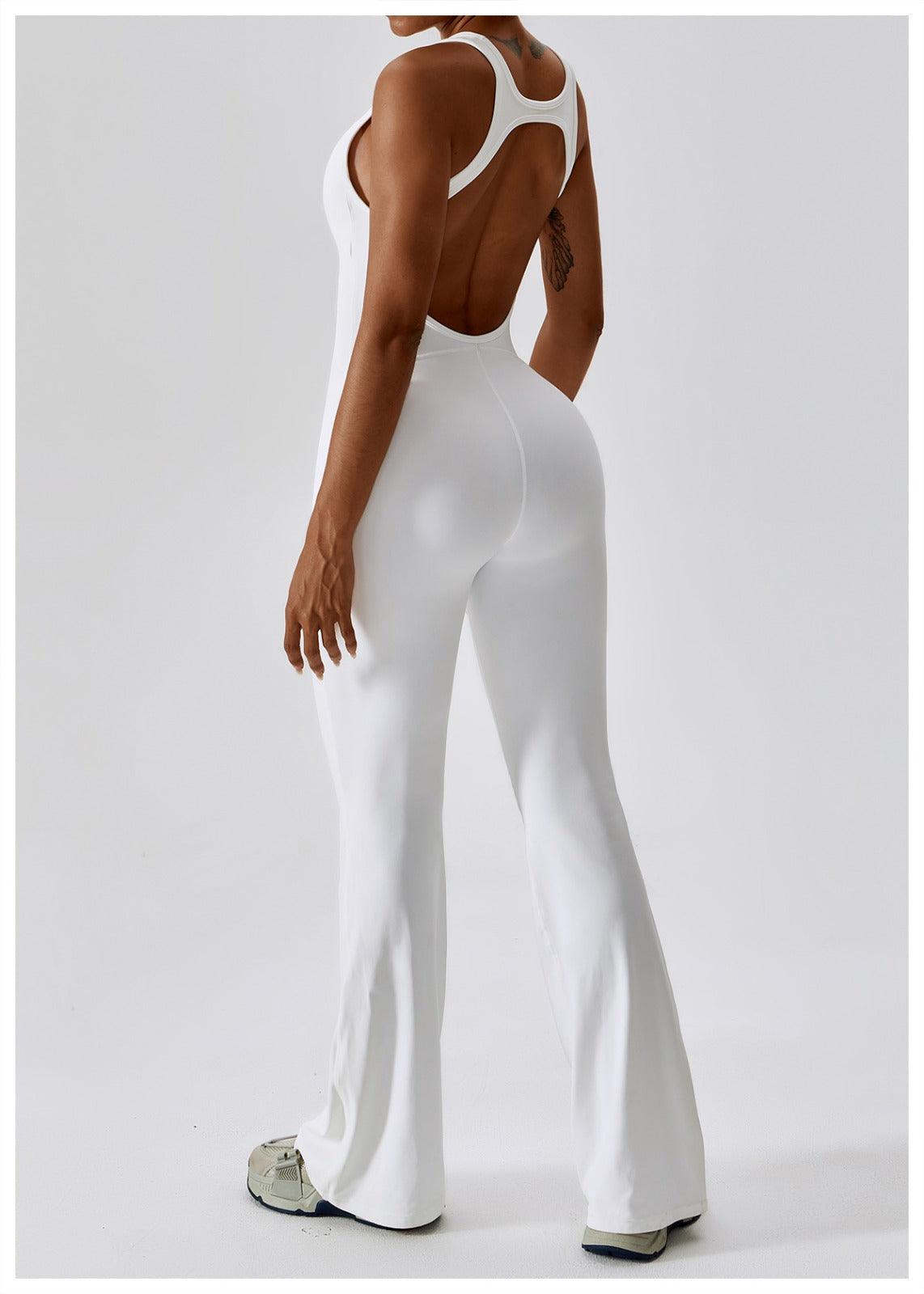 WHITE BACKLESS JUMPSUIT - Amber & Ivy