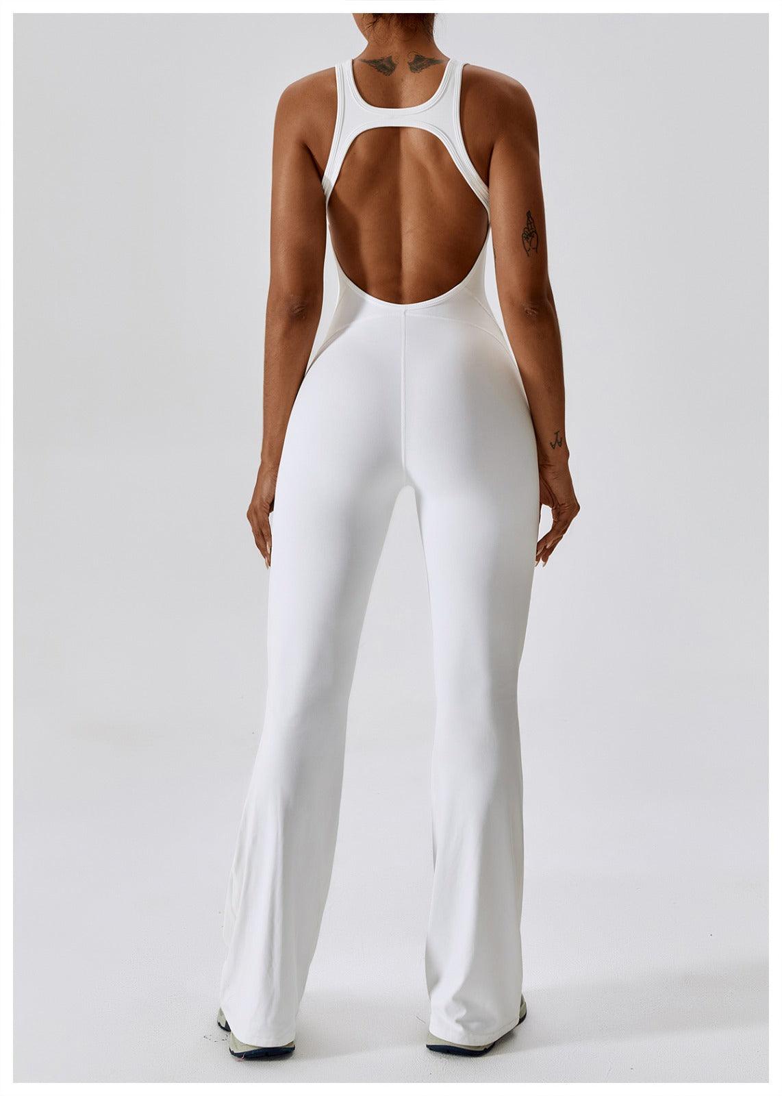 WHITE BACKLESS JUMPSUIT - Amber & Ivy